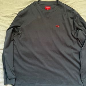 Supreme Small Box Logo Long Sleeve Tee - Navy - Medium